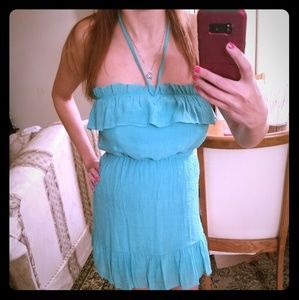 Strapless dress, teal